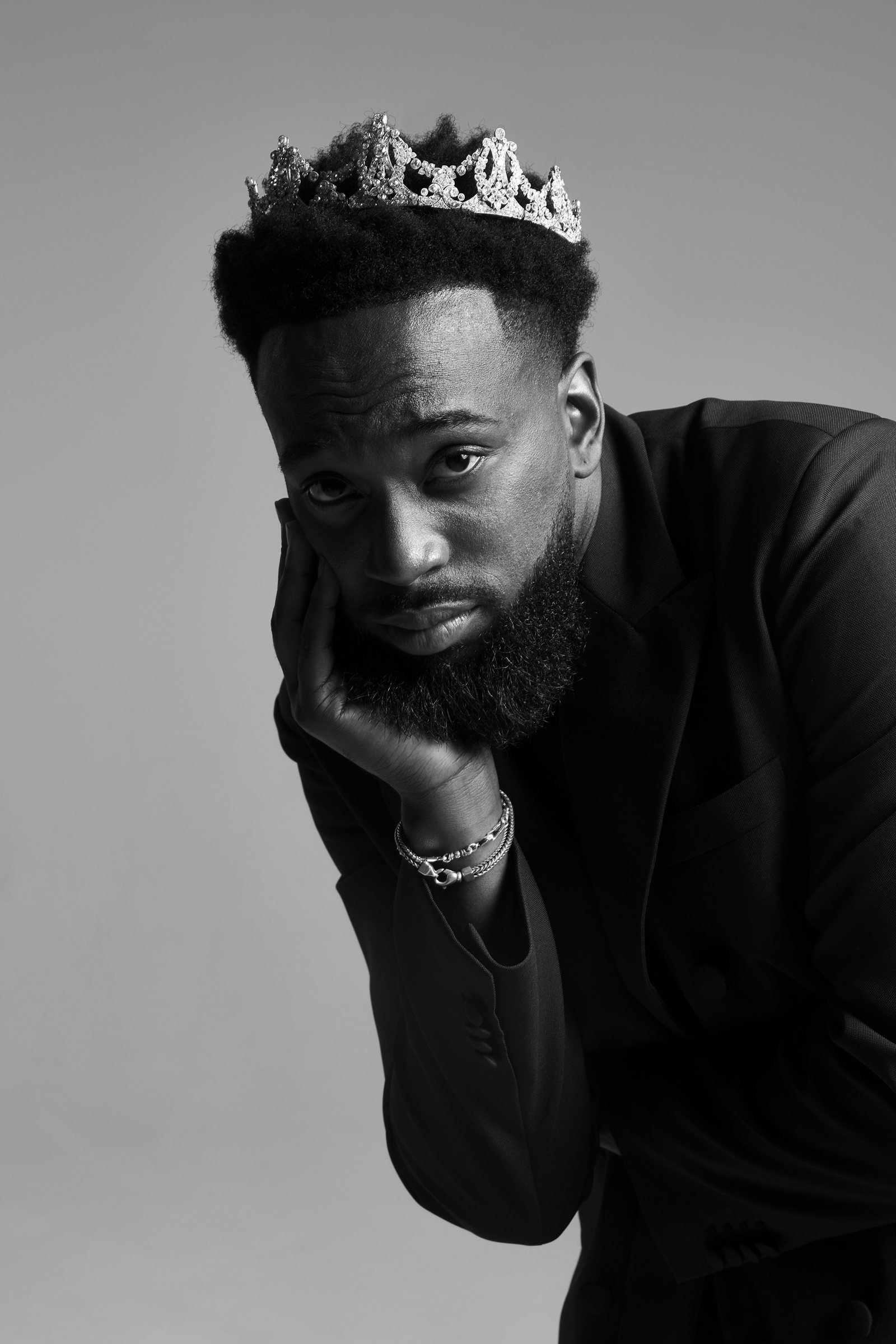 Dante Bowe black and white crown portrait