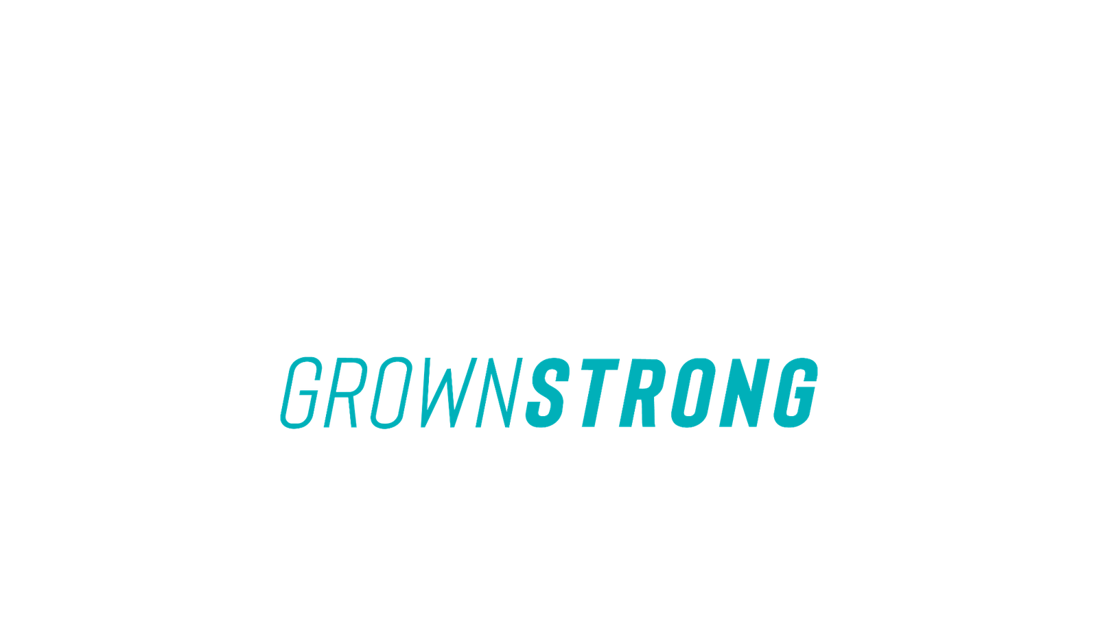 GrownStrong logo teal and white