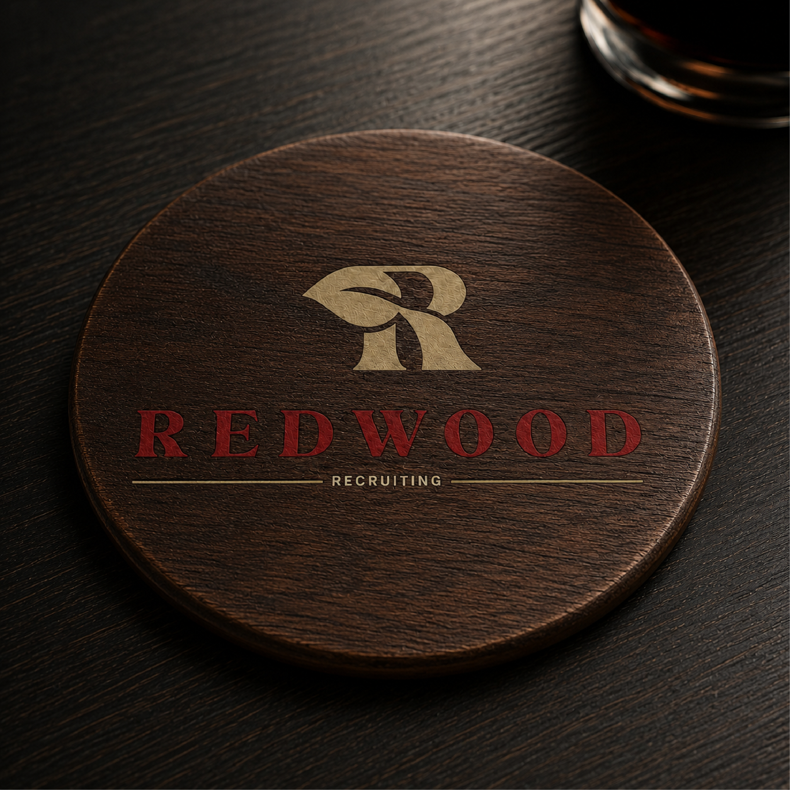 Redwood Recruiting brand signage in lobby setting